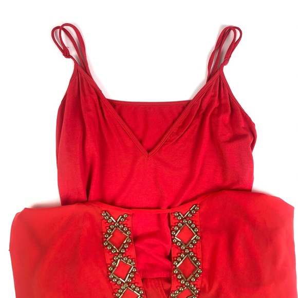 Bebe Red Embellished Kimono Top - Picture 7 of 11